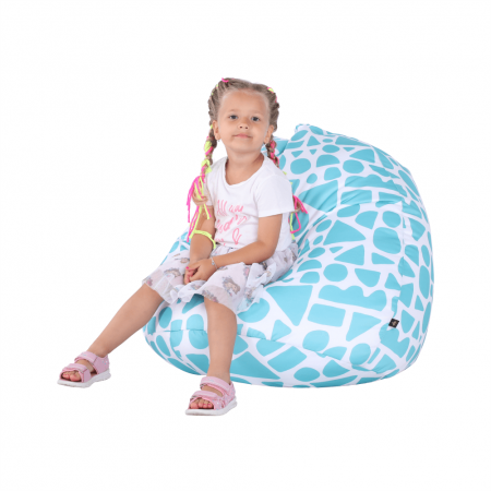 Fotoliu tip sac, alb/turcoaz/cu model, TELDIN [18]