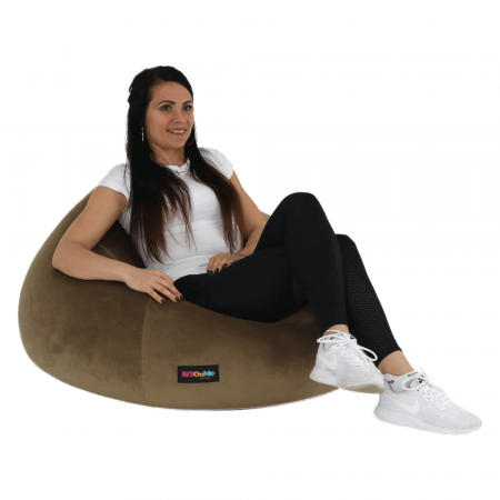 Fotoliu tip sac, material textil gri-maro TAUPE, TRIKALO [15]