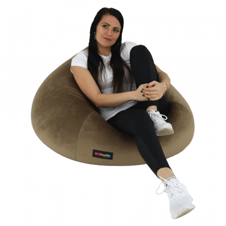 Fotoliu tip sac, material textil gri-maro TAUPE, TRIKALO [16]