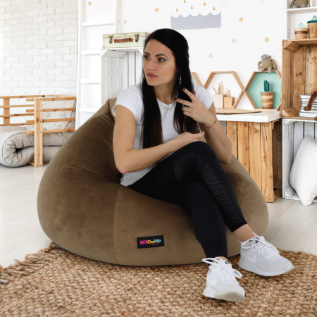 Fotoliu tip sac, material textil gri-maro TAUPE, TRIKALO [10]
