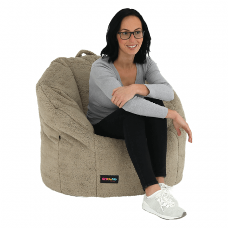 Fotolii - Fotoliu tip sac, material textil maro deschis, ALMERO