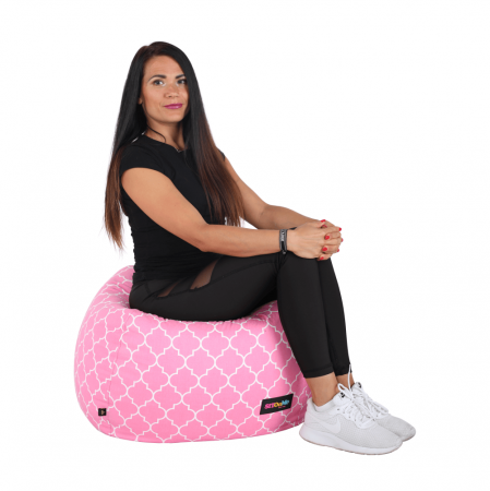 Fotoliu tip sac, roz/alb cu model, GOMBY [16]