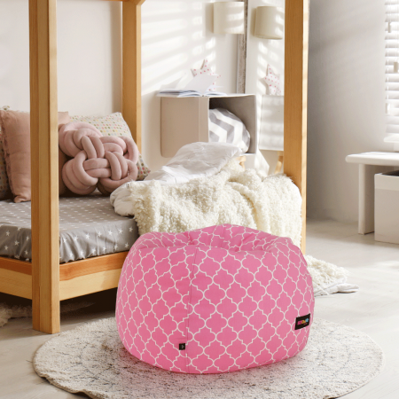 Fotoliu tip sac, roz/alb cu model, GOMBY [14]