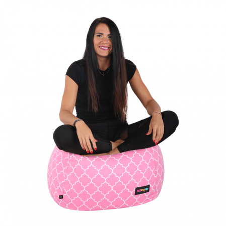 Fotoliu tip sac, roz/alb cu model, GOMBY [17]