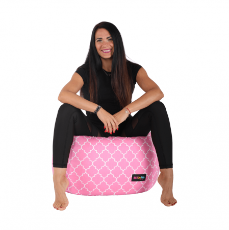 Fotoliu tip sac, roz/alb cu model, GOMBY [15]
