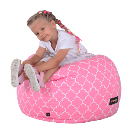 Fotoliu tip sac, roz/alb cu model, GOMBY [22]
