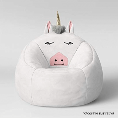 Fotoliu tip sac unicorn, alb, INOROG [1]
