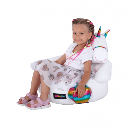 Fotolii - Fotoliu tip sac unicorn, alb/roz/amestec de culori, BUFEL