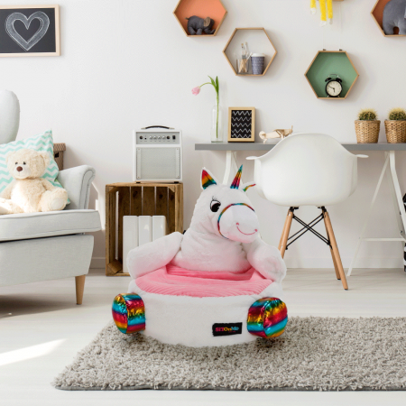 Fotoliu tip sac unicorn, alb/roz/amestec de culori, BUFEL [19]