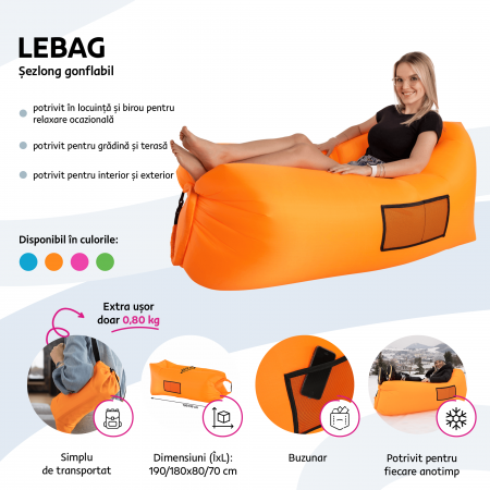 Geantă scaun gonflabilă / geanta leneşă, albastru, LEBAG [15]