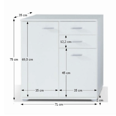 Comodă pentru dormitor/hol/living/birou, alb ,71 cm, Bortis Impex [1]