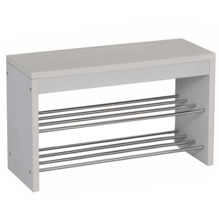 Mobilier Hol/Cuiere - Laviţă cu dulap pentru încălţăminte, alb/crom, LuşiA