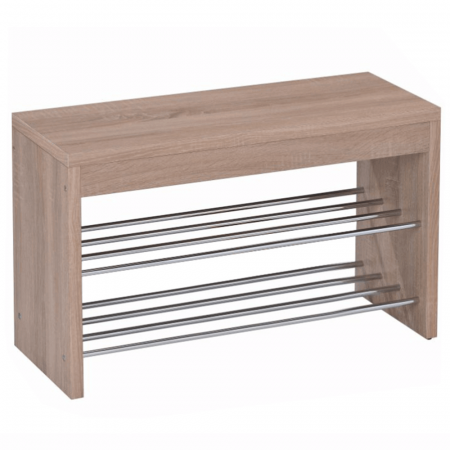 Mobilier Hol/Cuiere - Laviţă cu dulap pentru încălţăminte, stejar sonoma/crom, LuşiA