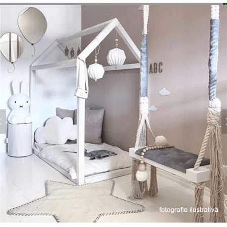 Leagăn pentru copii, alb / gri, SVING [4]