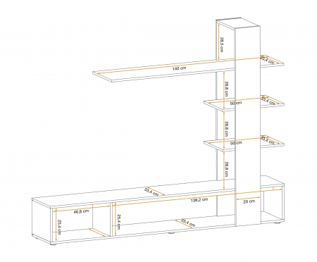 Living, comoda tv cu raft, grafit/stejar artisan, 190 cm lungime, Bortis [1]
