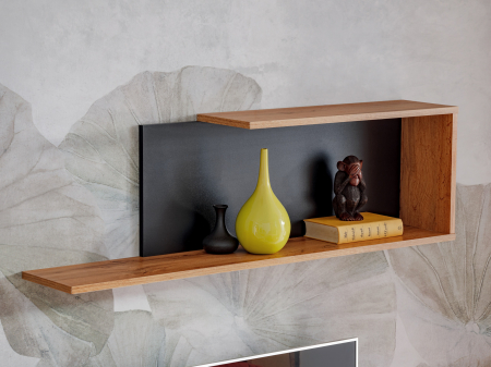 Living, comoda tv +dulapior si raft, gri grafit/stejar artisan, 200 cm lungime, modern, Bortis [6]