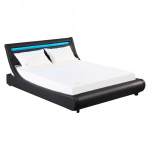 Pat tapitat ultramodern,piele eco neagra,cu led ,160x200 , sau 180 x200 cm,Bortis Impex [8]