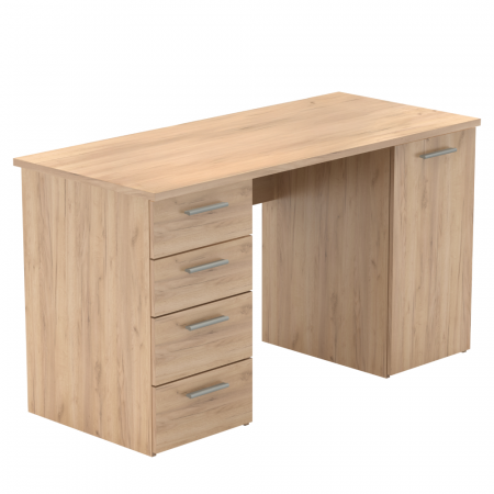 Birouri - Masă birou cu 4 sertare si 1 usa , stejar artisan,137x60x76,3 cm