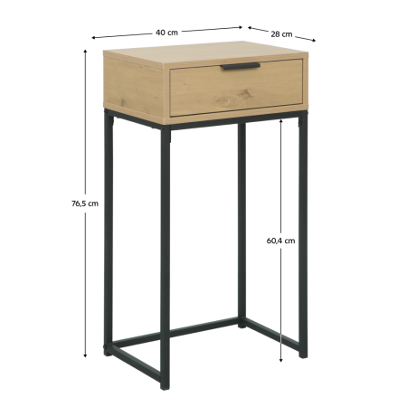 Masă cu consolă cu sertar, stejar/negru, LERTOS [4]