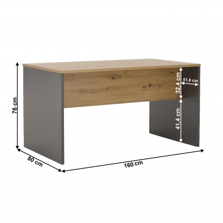 Masă de birou, grafit/stejar artisan, RIOMA NEW TYP 16 [2]