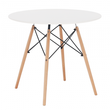 Mese bucatarie /dining - Masă de bucătărie, albă/fag, diametru 80 cm, GAMIN 2 NEW 80