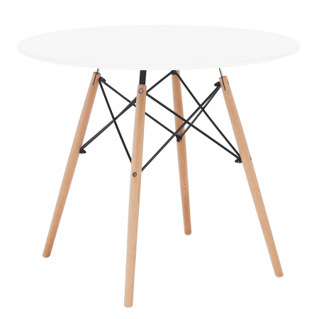 Mese bucatarie /dining - Masă de bucătărie, albă/fag, diametru 90 cm, GAMIN 2 NEW 90