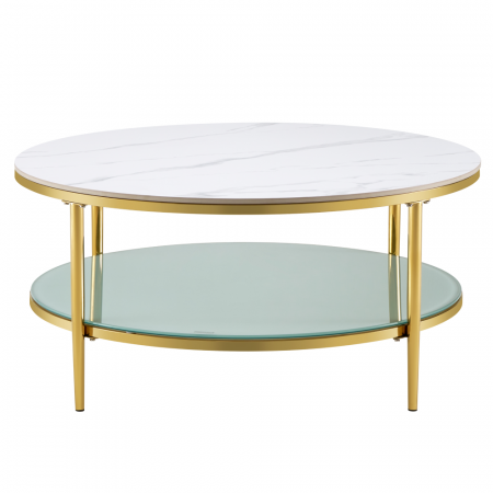 Masute de cafea - Masă de cafea, marmură deschisă/lapte/gold crom-auriu, ENION 2 NEW