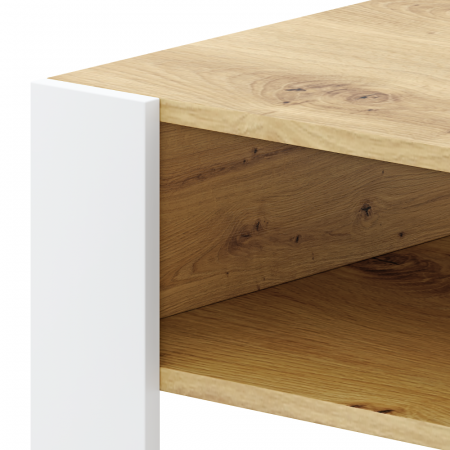 Masă de cafea, stejar artisan/alb, CARA 2 [2]