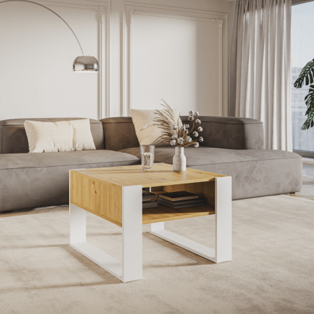 Masă de cafea, stejar artisan/alb, CARA 2 [3]