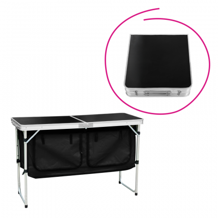 Mese gradina - Masă de camping pliabilă cu organizator, 120 cm, aluminiu/MDF, KEPI TYP 3