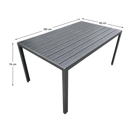 Masă de grădină, aluminiu, neagră, ZINAN [1]