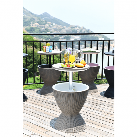 Masa de gradina, cu loc de racire bauturi, plastic gri, 82x48,5 cm [7]