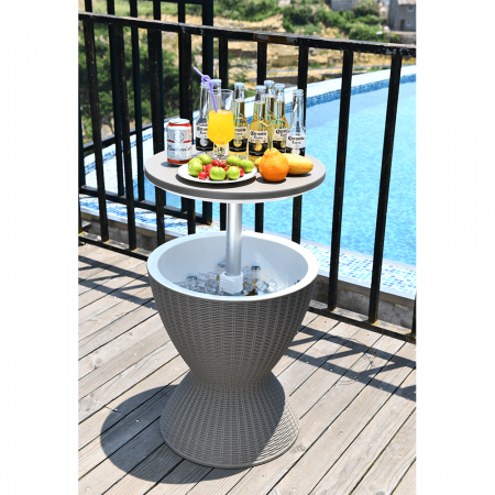 Mese gradina - Masa de gradina, cu loc de racire bauturi, plastic gri, 82x48,5 cm