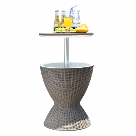 Masa de gradina, cu loc de racire bauturi, plastic gri, 82x48,5 cm [14]