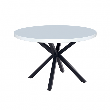 Mese bucatarie /dining - Masă de sufragerie, alb mat/ negru, diametru 120 cm, MEDOR