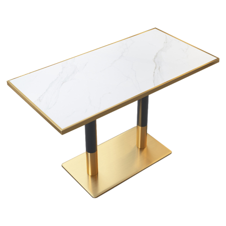 Mese bucatarie /dining - Masă de sufragerie bistro, marmură albă/negru/aurie, 120x70 cm, DARIAN