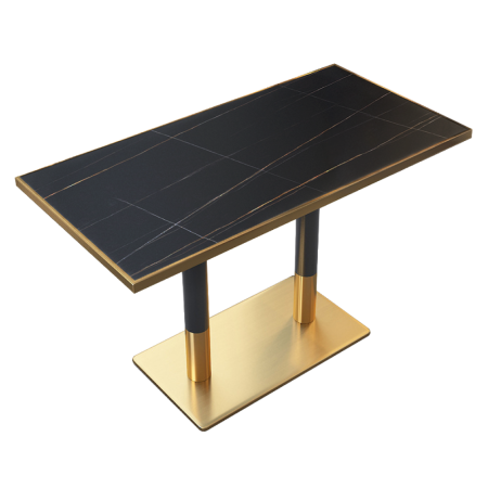 Mese bucatarie /dining - Masă de sufragerie bistro, marmură neagră/negru/aurie, 120x70 cm, DARIAN