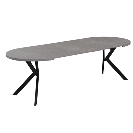 Masă de sufragerie extensibilă, beton deschis/negru, 100-250x75,5 cm, LUKOS [10]