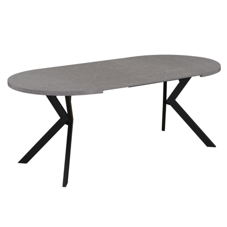 Masă de sufragerie extensibilă, beton deschis/negru, 100-250x75,5 cm, LUKOS [8]