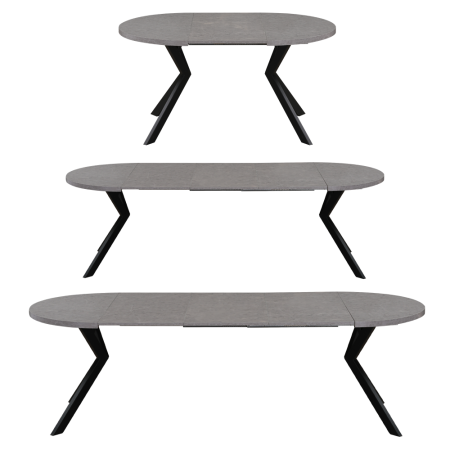 Masă de sufragerie extensibilă, beton deschis/negru, 100-250x75,5 cm, LUKOS [2]
