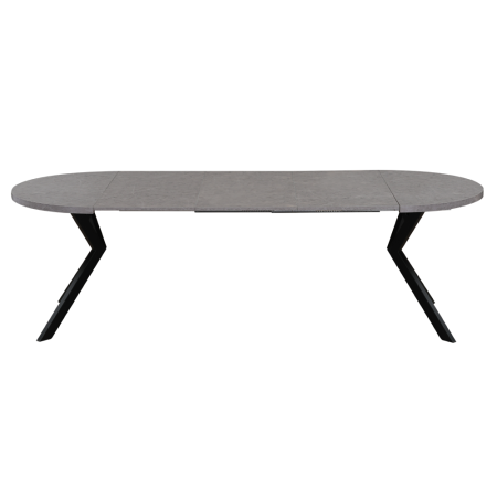 Masă de sufragerie extensibilă, beton deschis/negru, 100-250x75,5 cm, LUKOS [9]