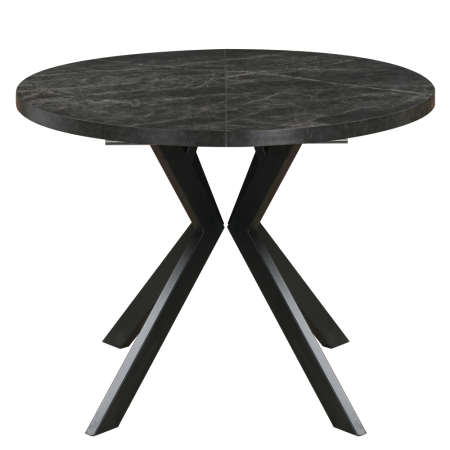 Masă de sufragerie extensibilă, beton închis/negru, 100-250x75,5 cm, LUKOS [1]