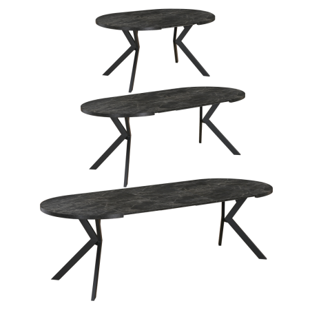 Masă de sufragerie extensibilă, beton închis/negru, 100-250x75,5 cm, LUKOS [8]