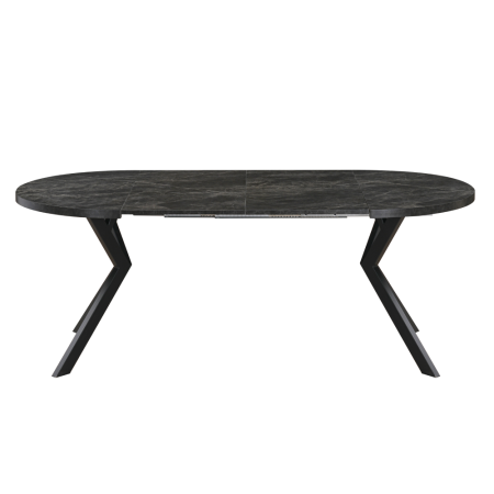 Masă de sufragerie extensibilă, beton închis/negru, 100-250x75,5 cm, LUKOS [5]
