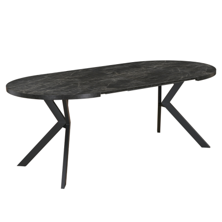 Masă de sufragerie extensibilă, beton închis/negru, 100-250x75,5 cm, LUKOS [4]