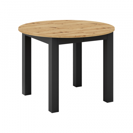 Mese bucatarie /dining - Masă de sufragerie extensibilă, stejar artisan/negru, 103-142x76 cm, HARRY