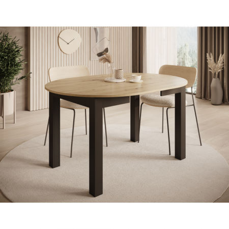 Masă de sufragerie extensibilă, stejar craft auriu/negru, 103-142x76 cm, HARRY [4]