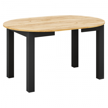 Masă de sufragerie extensibilă, stejar craft auriu/negru, 103-142x76 cm, HARRY [1]
