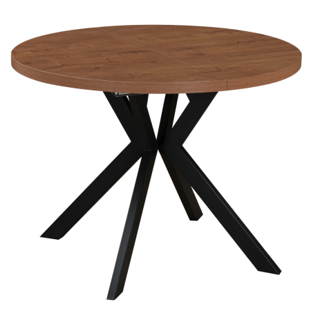 Bucatarie - Masă de sufragerie extensibilă, stejar închis/negru, 100-250x75,5 cm, LUKOS