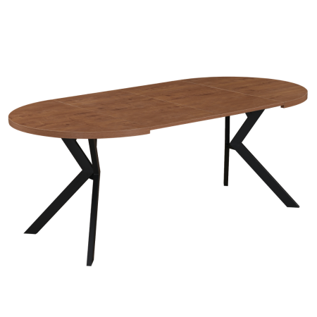 Masă de sufragerie extensibilă, stejar închis/negru, 100-250x75,5 cm, LUKOS [3]